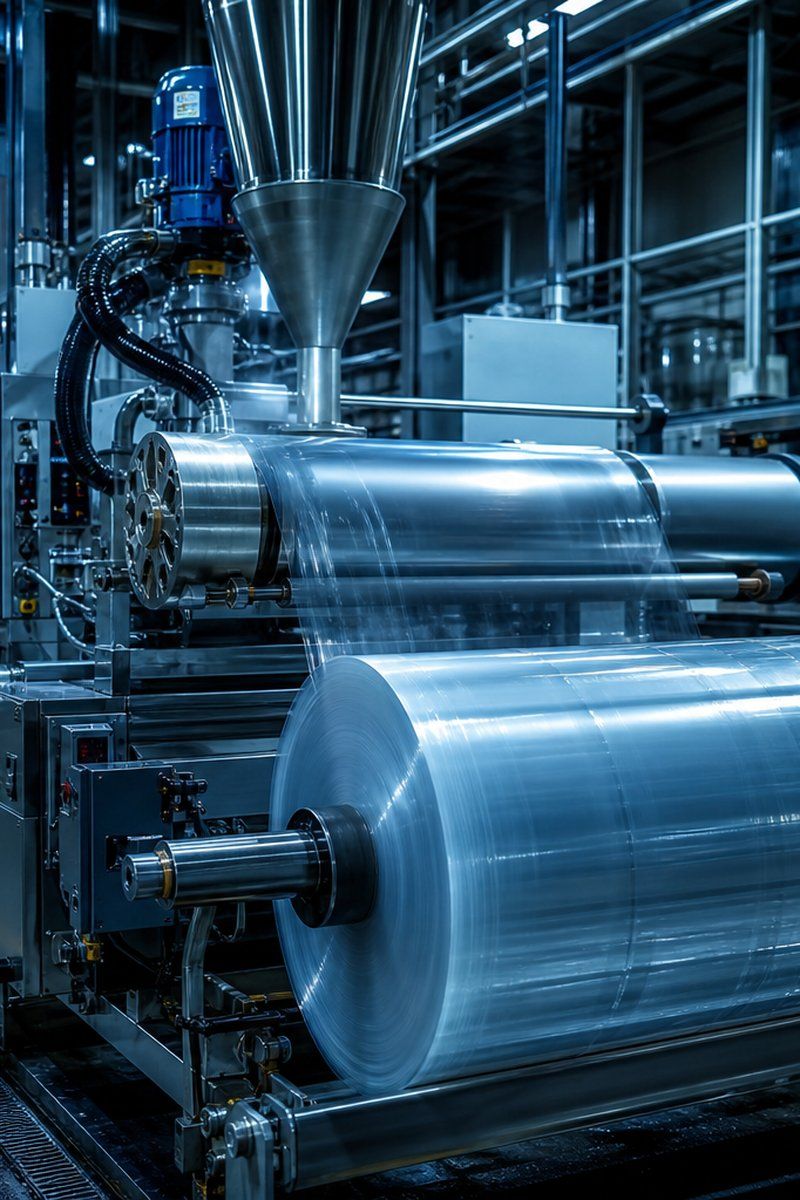 Extrusora industrial en operación
